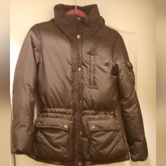 Chocolate Brown DKNY XS Jacket Gorgeous Lining, adjustable waist - Picture 3 of 11